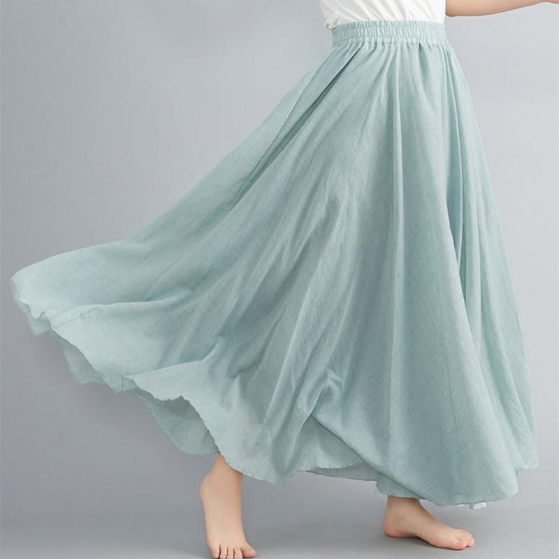 Women's Maxi Skirt with Flowing Hem and Elastic Waistband Ivyshape
