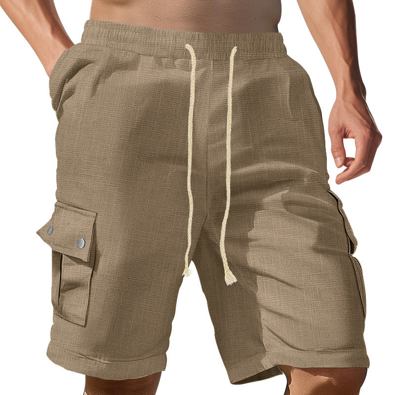 Men's cargo shorts with practical side pockets and adjustable waistband Ivyshape