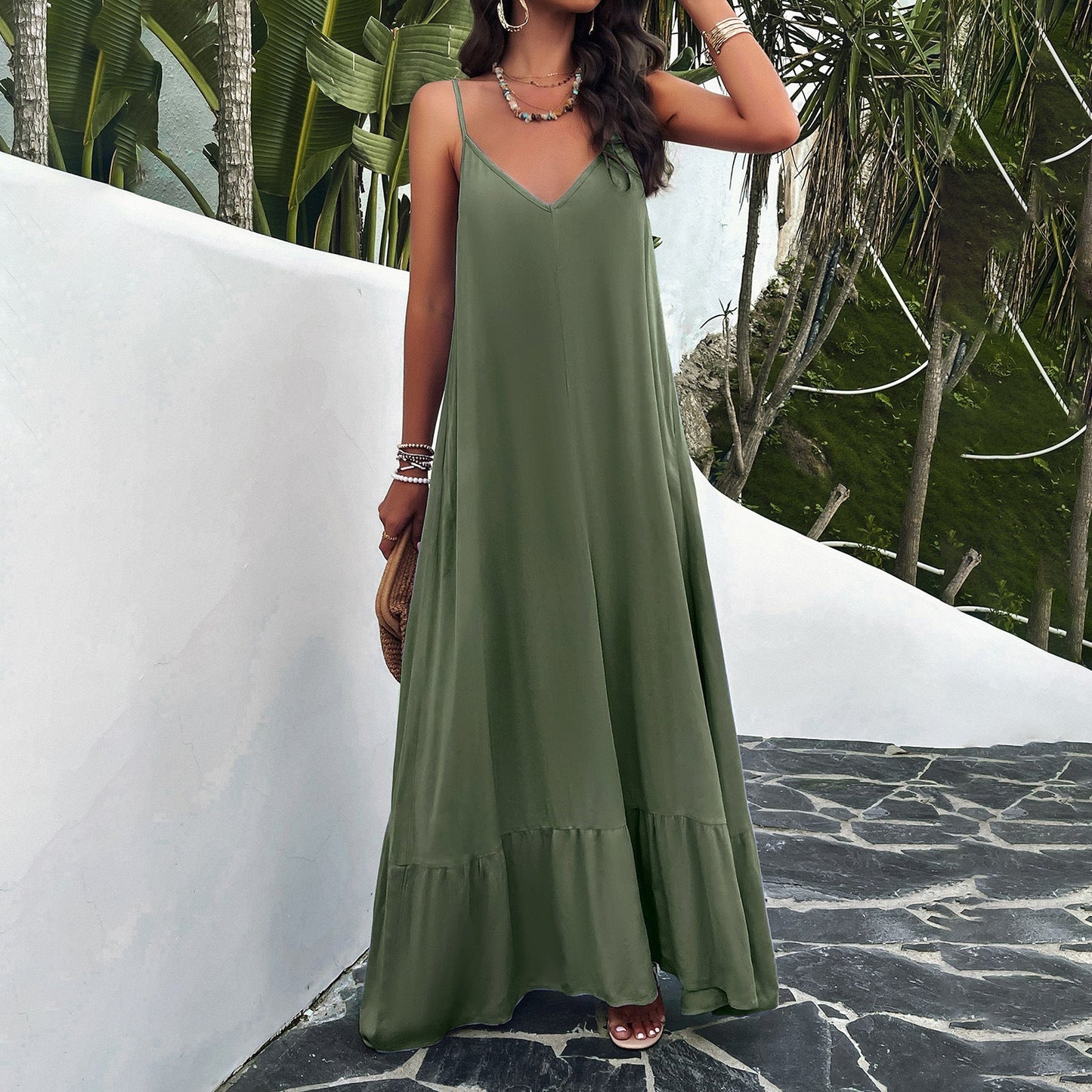 IvyShape | Elegant Temperament Solid Color Sling Dress