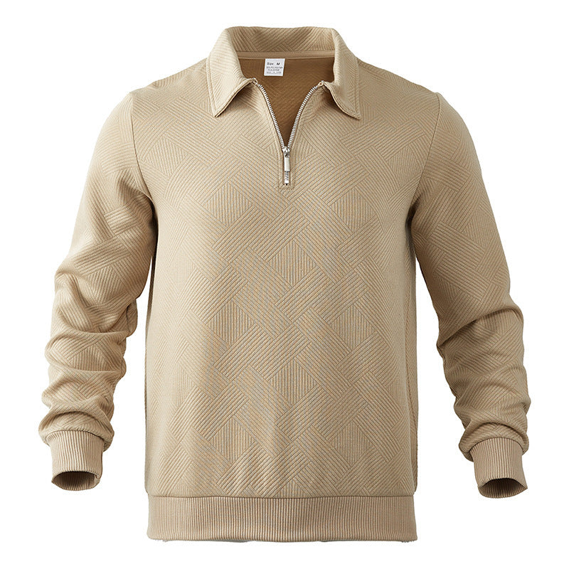 Men's sporty pullover with zipper and textured design Ivyshape