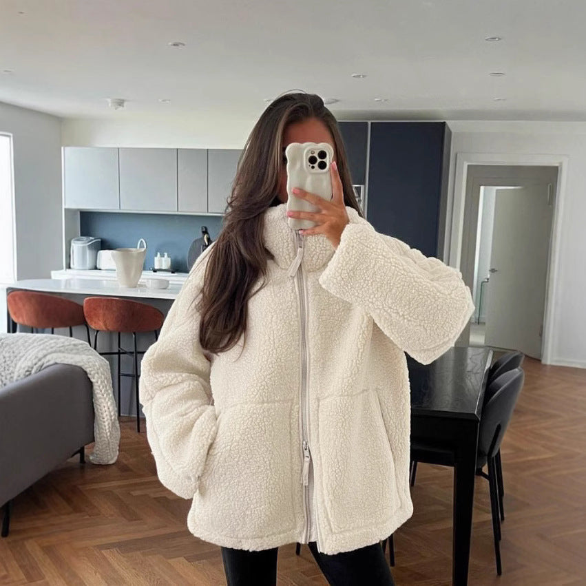 Women Oversized Fleece Jacket Ivyshape