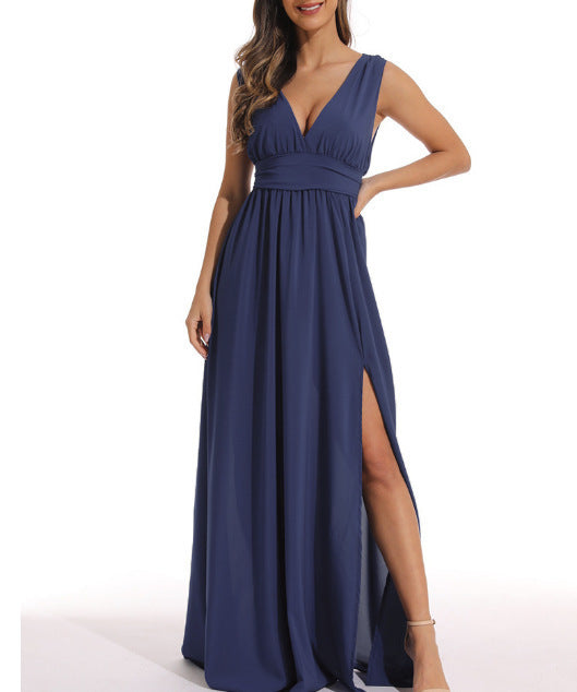 Elegant maxi dress with split front for women Ivyshape