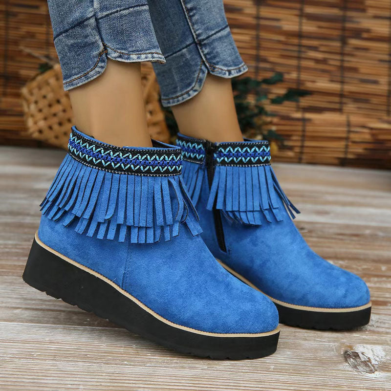 Ivyshape | Women's Tassel Ankle Boots Winter