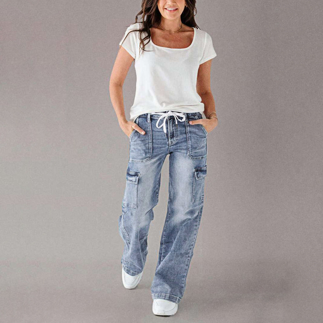 Women Cargo Jeans with a casual cut and practical pockets Ivyshape