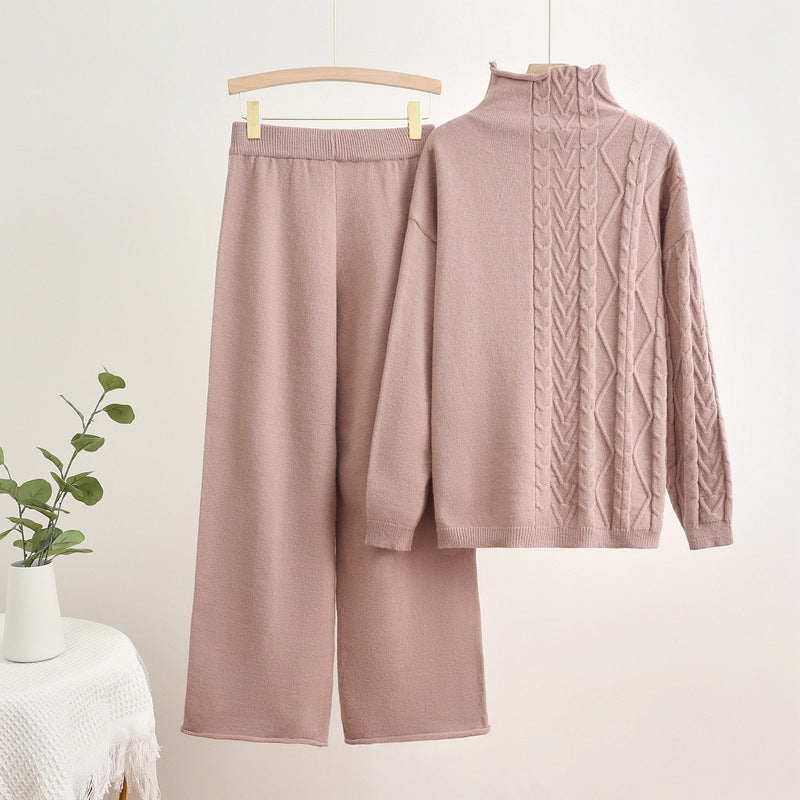 IvyShape | Combined warm turtleneck sweater and pants set