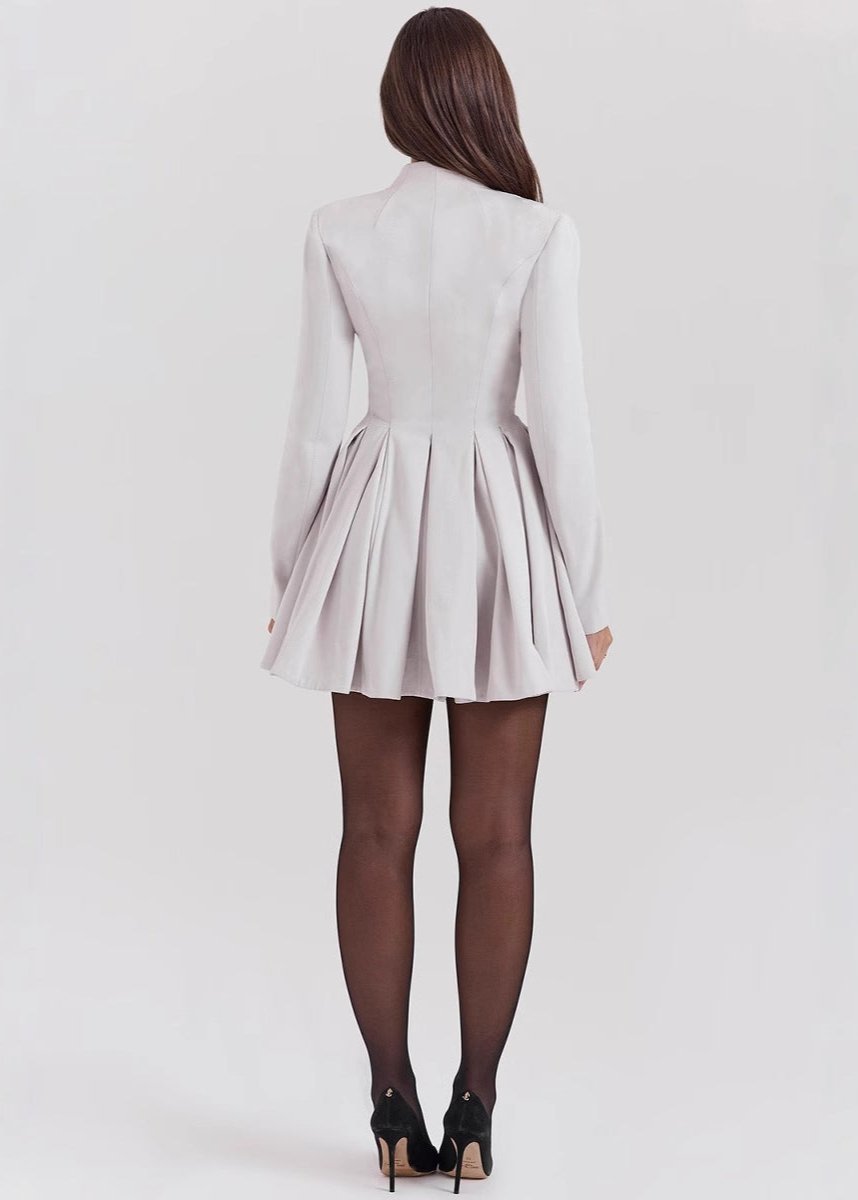 Ivyshape | Pleated Long Sleeve Blazer Dress