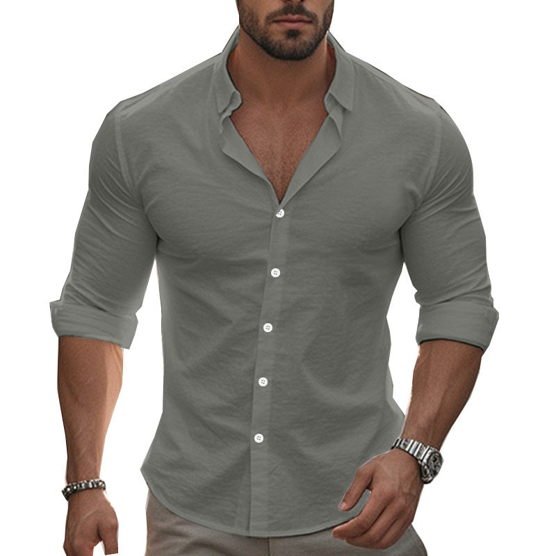 Men's comfortable and modern long-sleeve shirt with roll-up sleeves Ivyshape