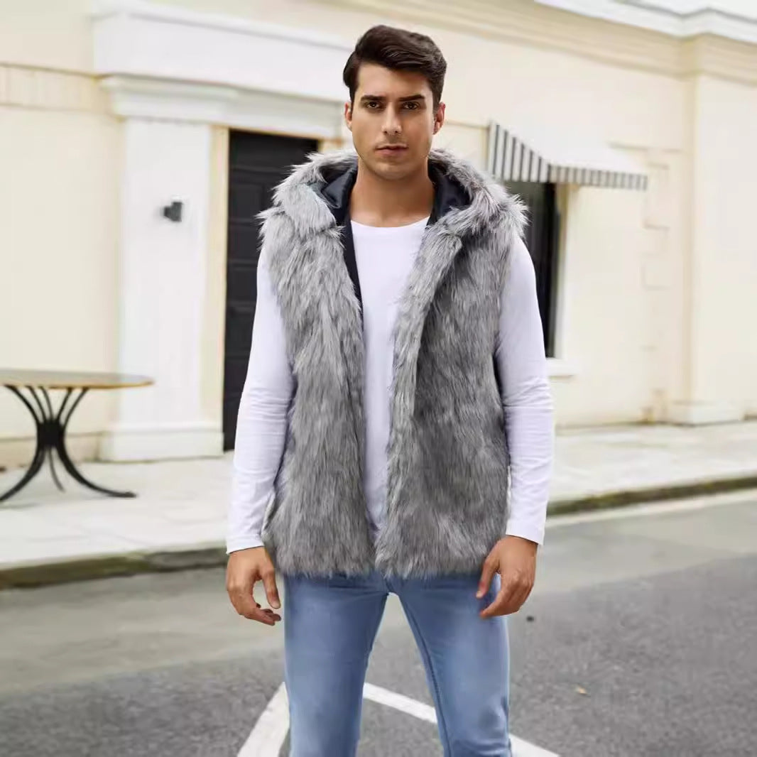 Men's Fashion Faux Fur Vest Ivyshape