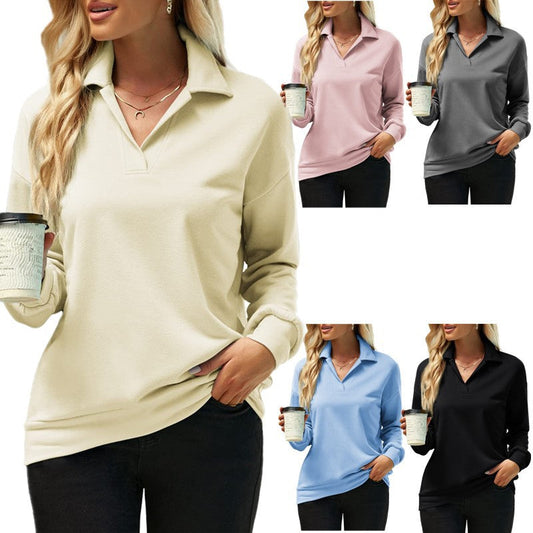 IvyShape | Solid Color Long Sleeve Loose Casual Top for Women