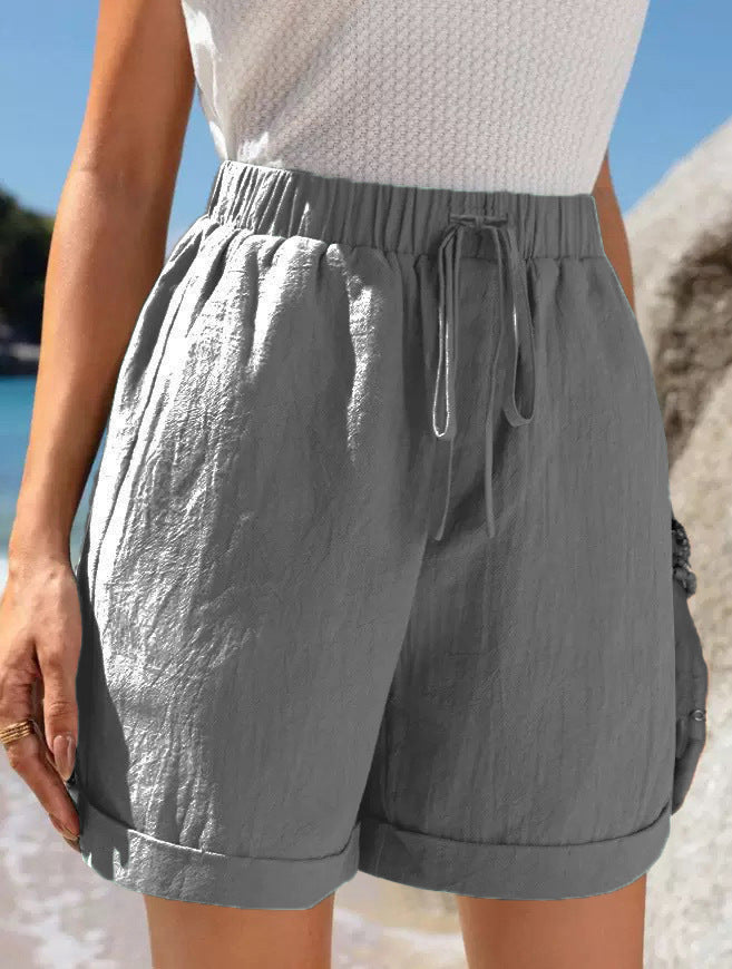 Ladies Airy Summer Shorts with Elastic waistband and Drawstring Ivyshape
