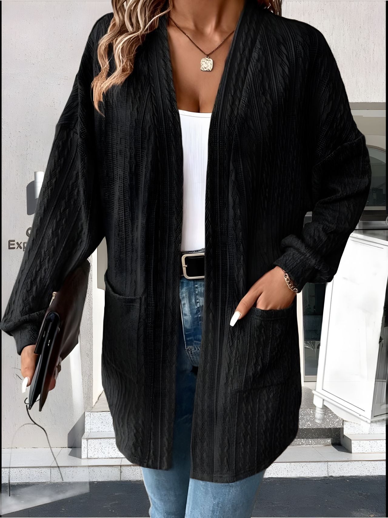 Ladies casual cardigan with pockets Ivyshape