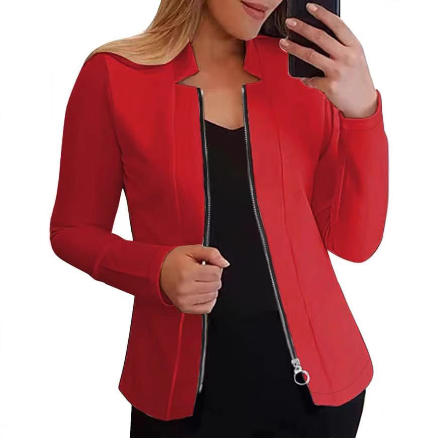 Ladies biker jacket with modern cut and zipper Ivyshape