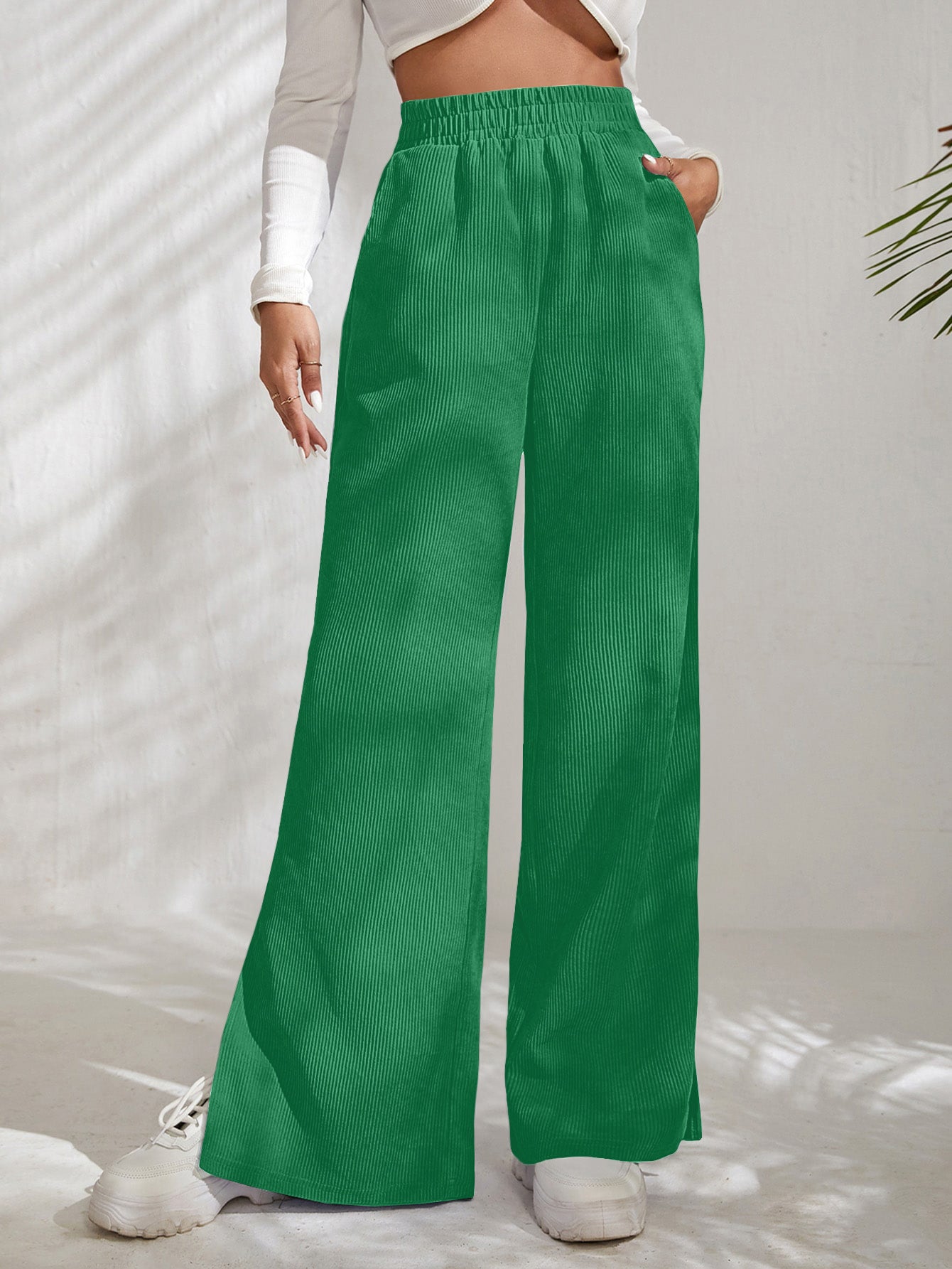 Ivyshape high-waisted wide-leg trousers for women