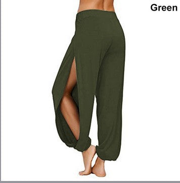 Ladies Airy Harem Pants with Side Slits Ivyshape