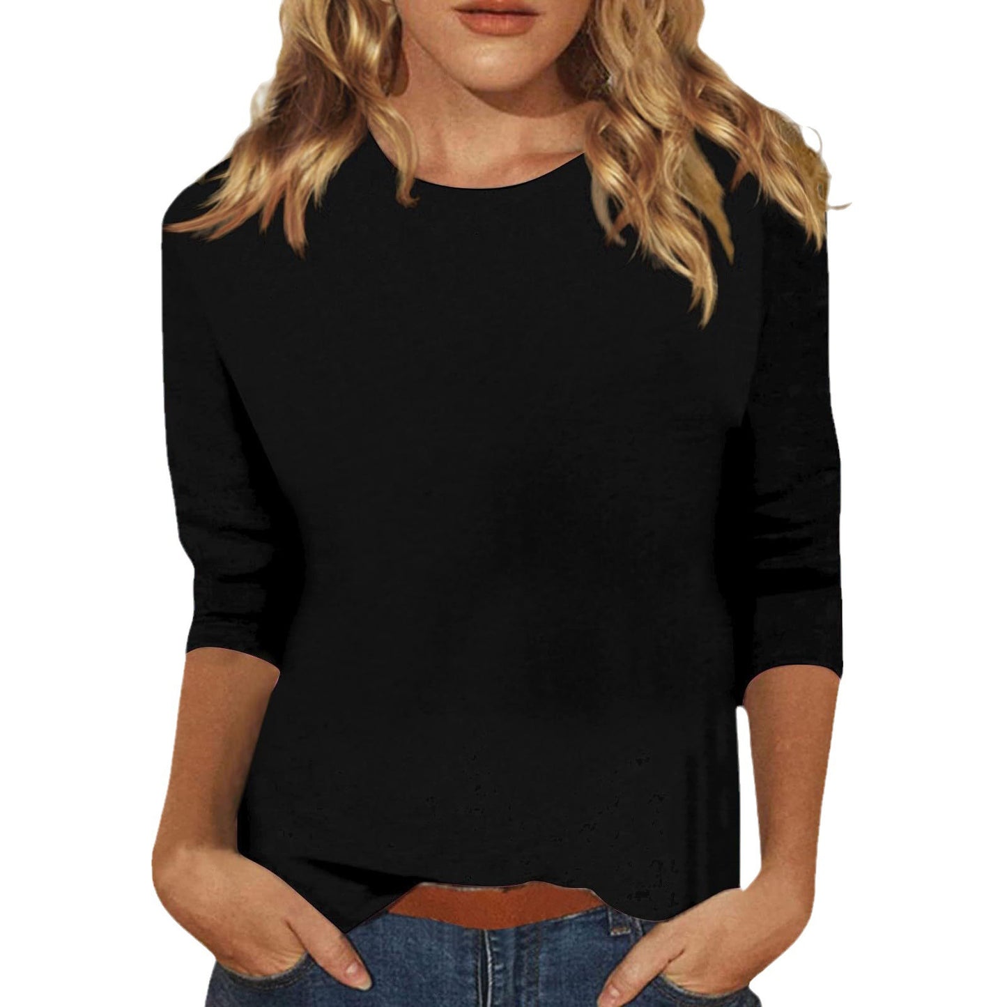 Women's Loose Cotton Shirt with 3/4 Sleeves Ivyshape