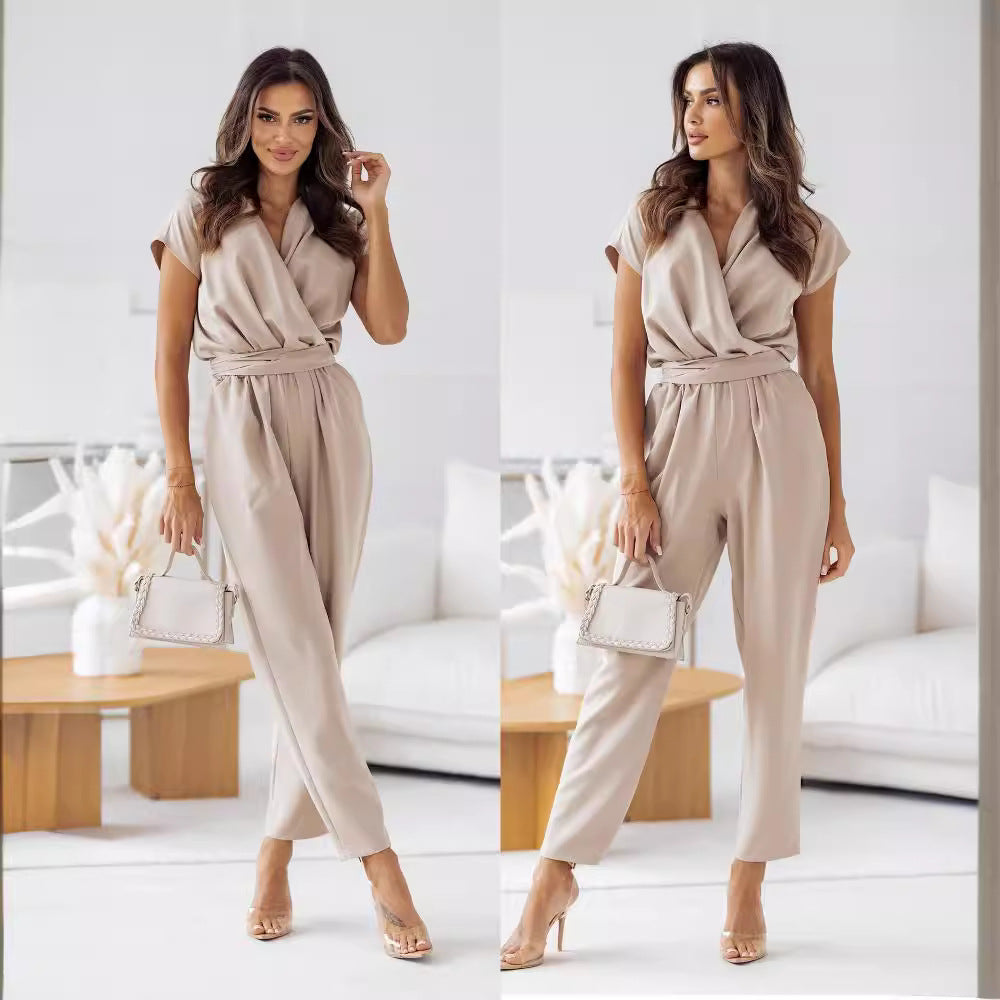 Ladies Elegant Wrap Jumpsuit Ivyshape