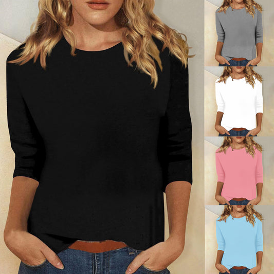 Women's Loose Cotton Shirt with 3/4 Sleeves Ivyshape
