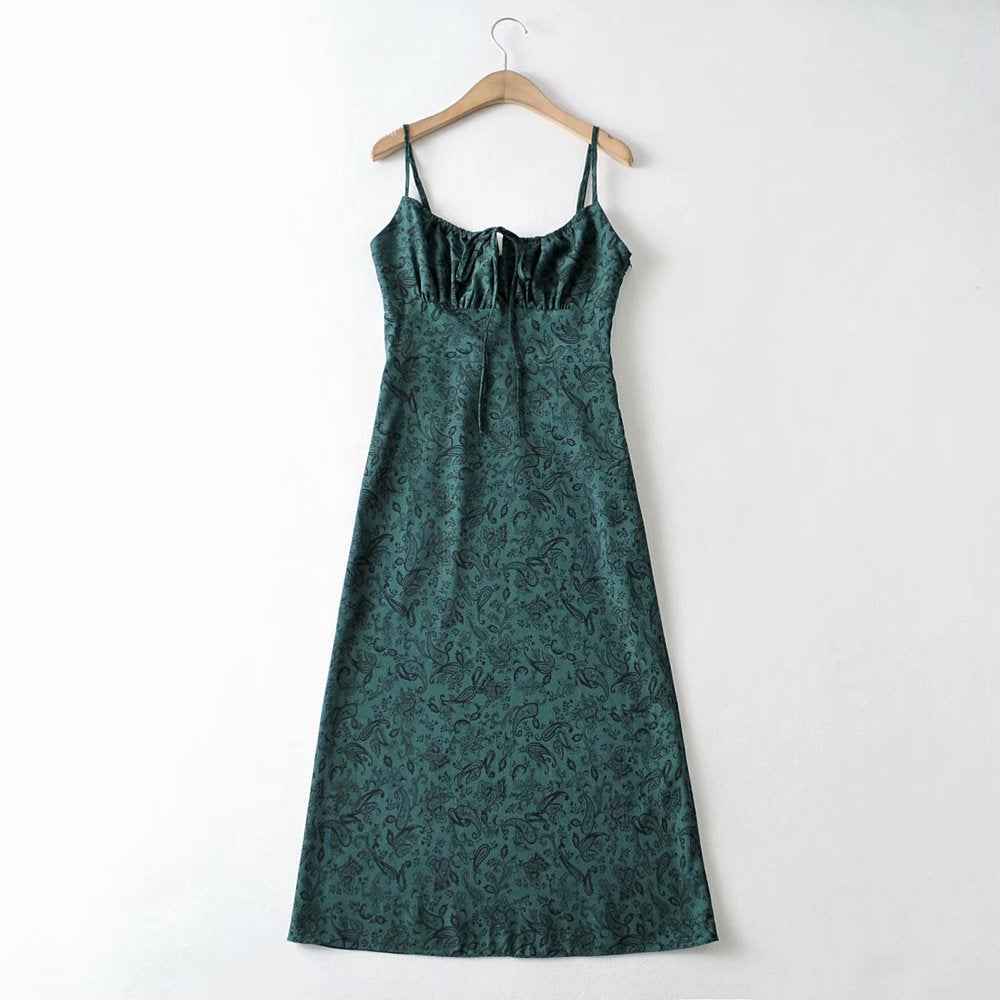 Floral Slim Fit Lace-Up Dress