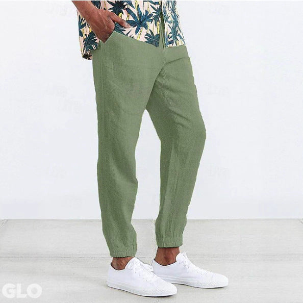 Men's Loose Chino Pants with Elastic Waistband and Side Pockets Ivyshape