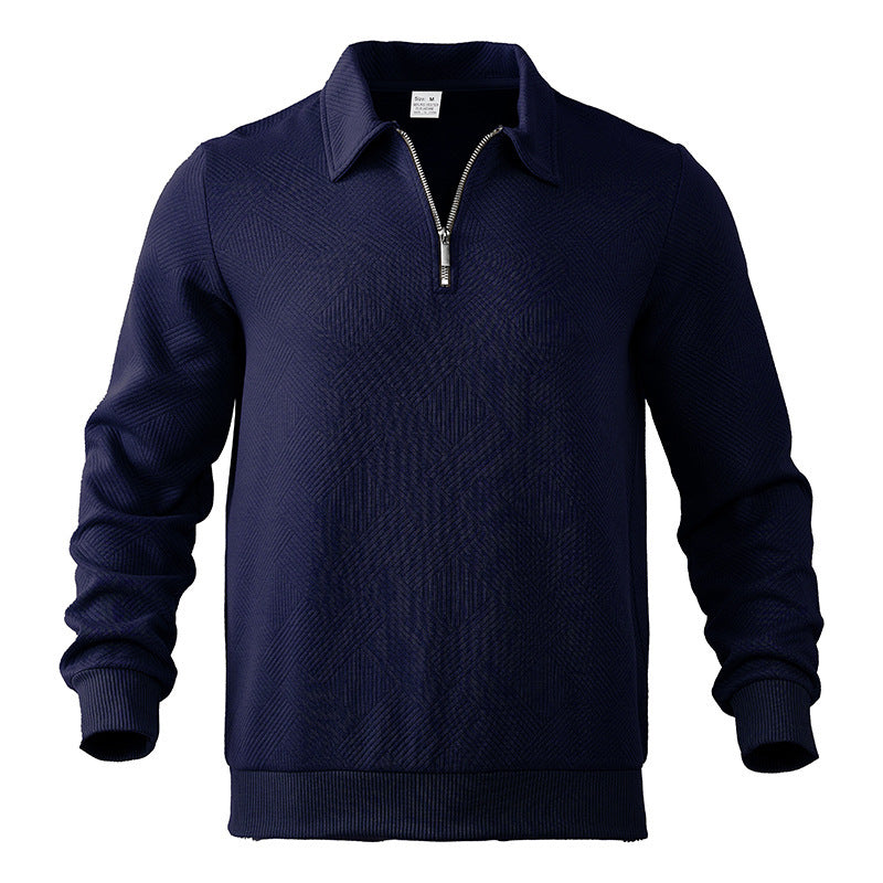 Men's sporty pullover with zipper and textured design Ivyshape