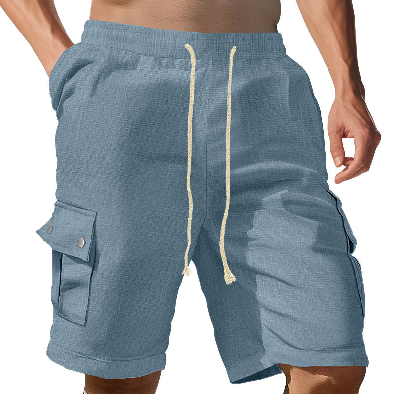 Men's cargo shorts with practical side pockets and adjustable waistband Ivyshape