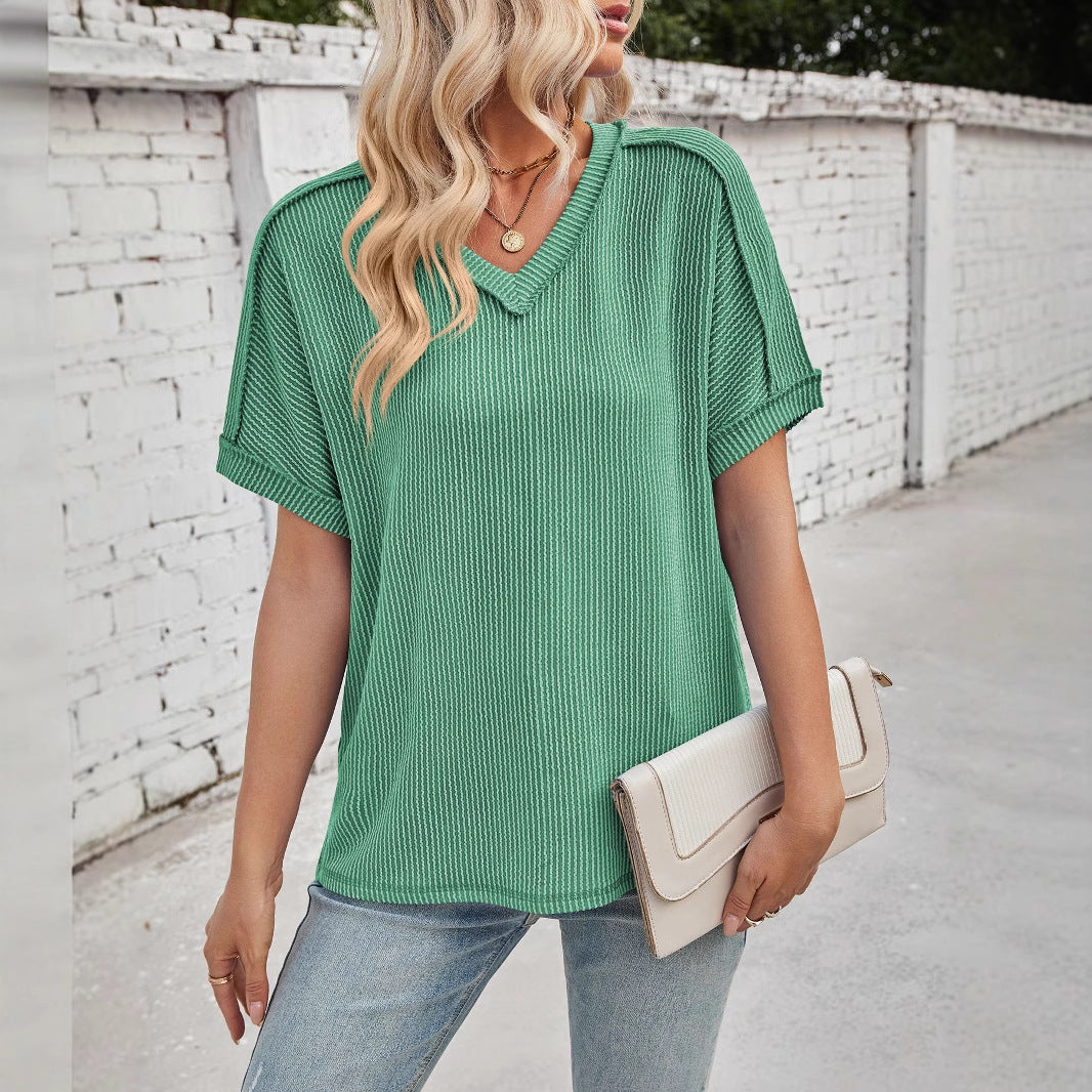 IvyShape | Short Sleeve V-Neck Top