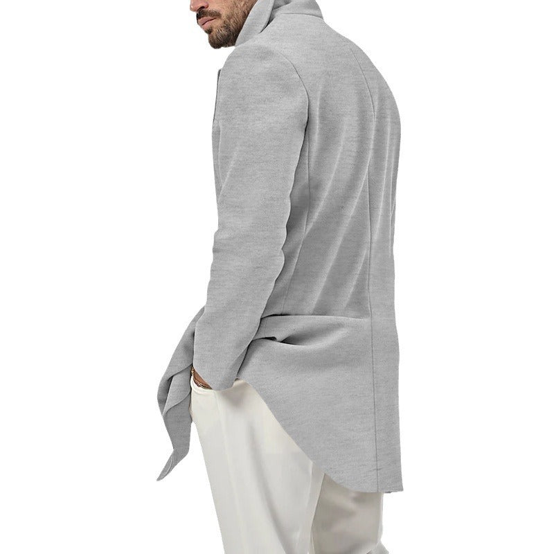 Men's elegant, classic wool coat with double-breasted closure and high collar Ivyshape