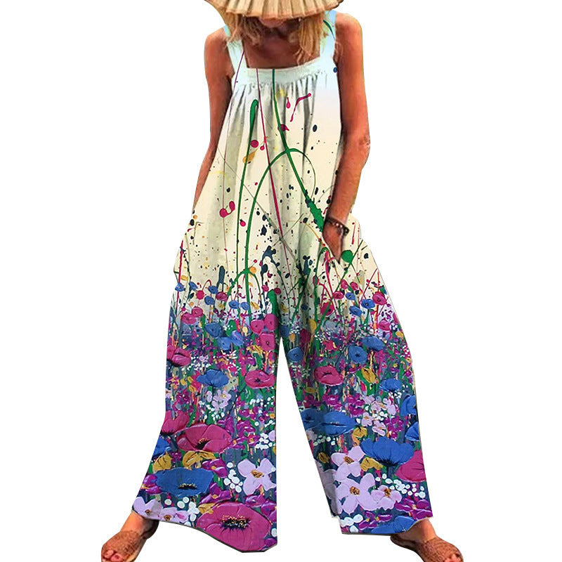 Women's casual jumpsuit with floral pattern and loose fit Ivyshape
