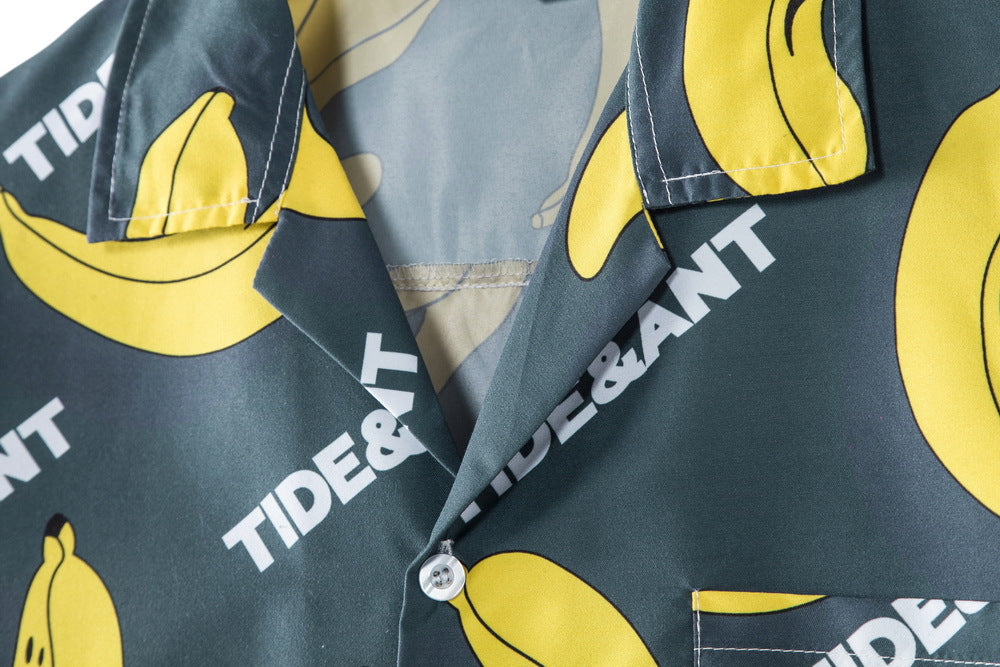 Men's short sleeve shirt with funny banana motif and unique print Ivyshape