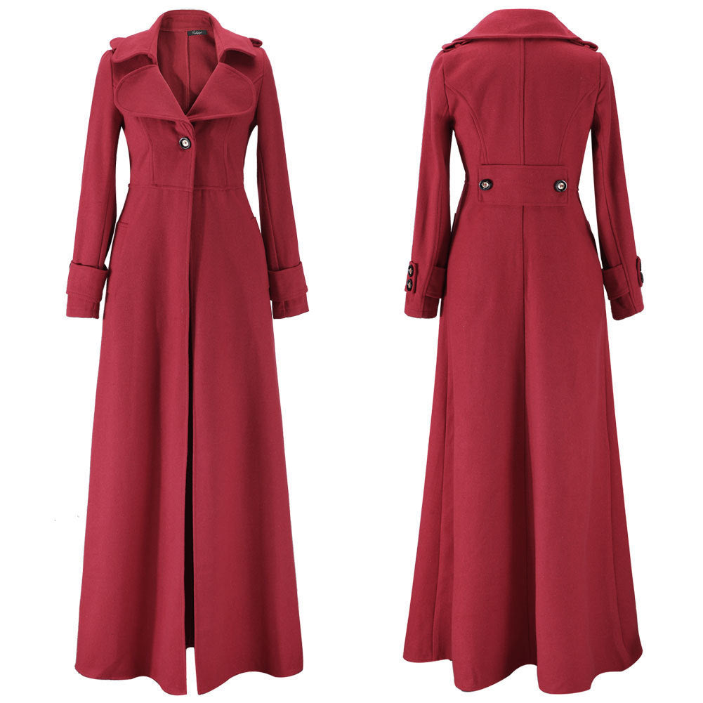 Women's elegant, long-cut trench coat with wide lapels Ivyshape
