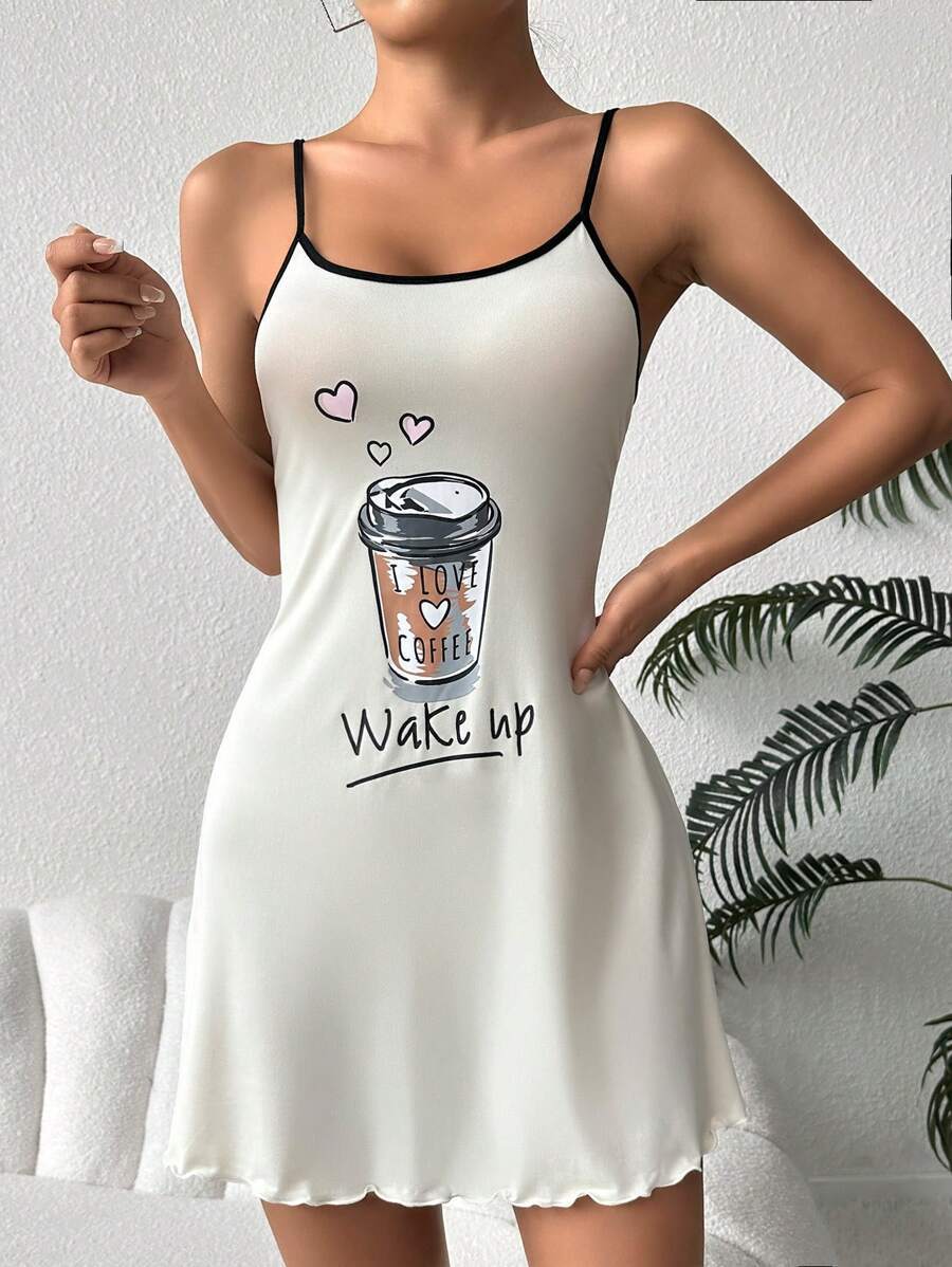 Ladies Sweet Coffee-Themed Nightdress Ivyshape