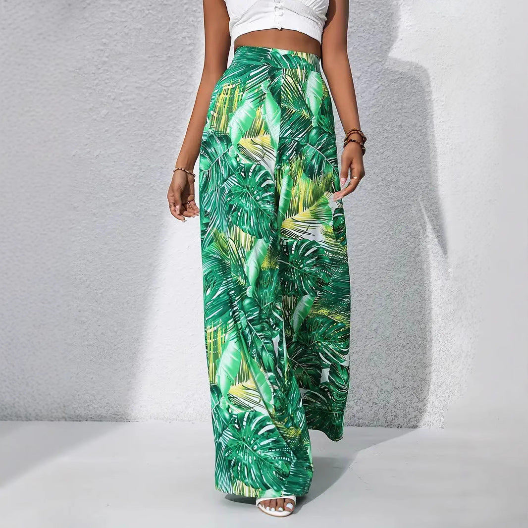 Women's maxi skirt with tropical leaf pattern Ivyshape