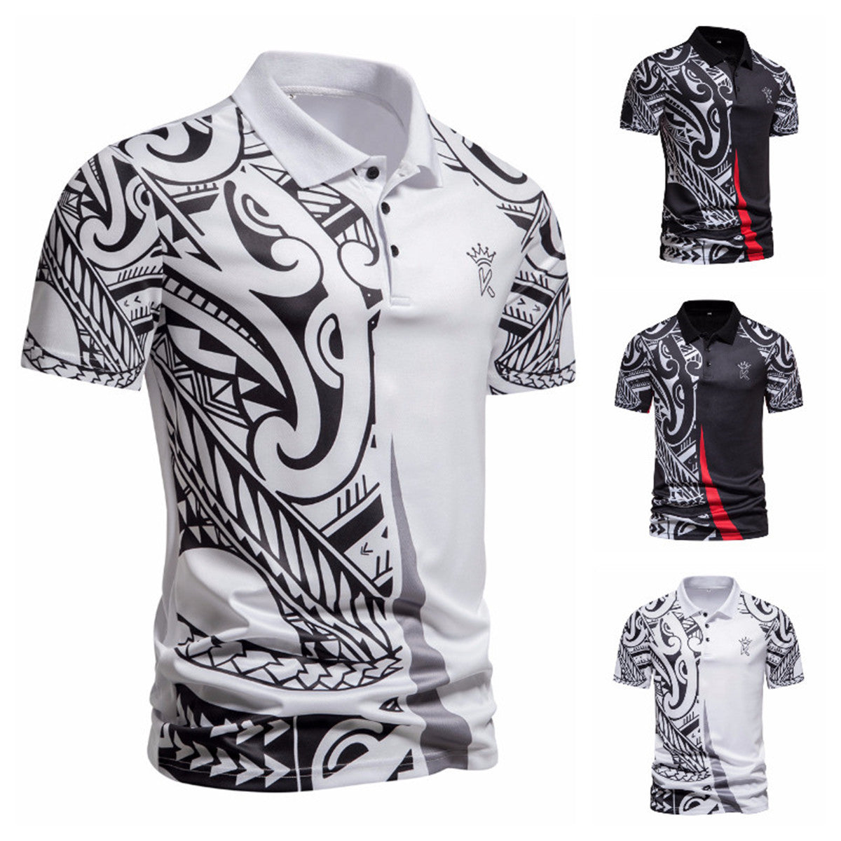 Men's polo shirt with modern tribal design and breathable functionality Ivyshape