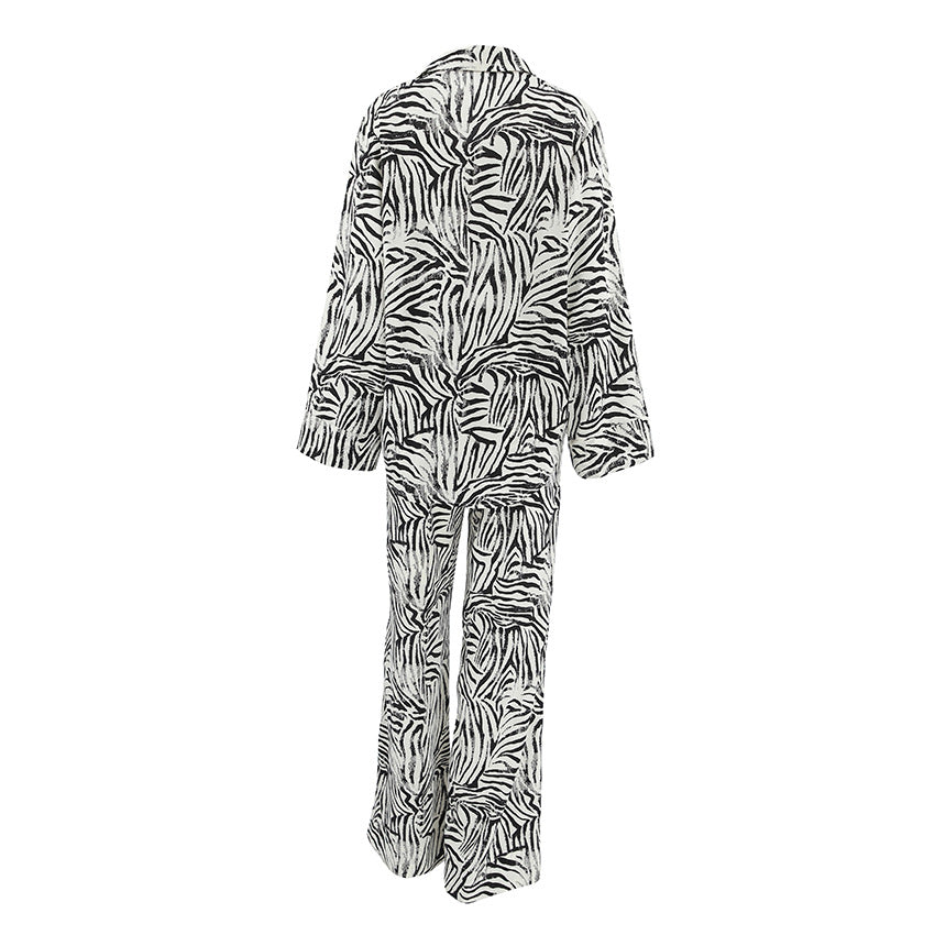 Women Elegant Zebra Pattern Plus Size Pajama Set Ivyshape