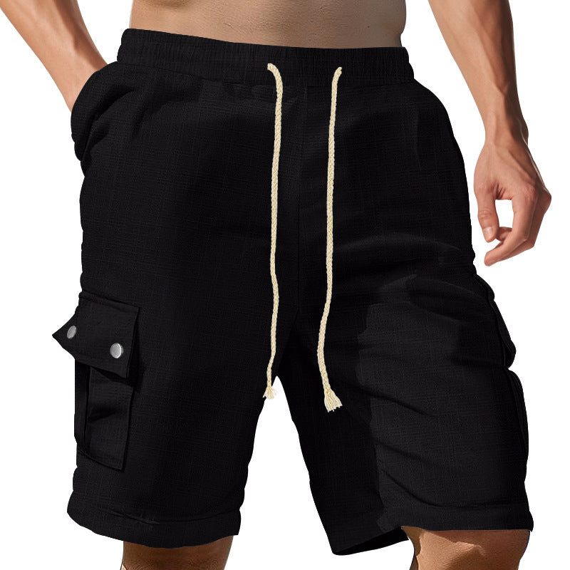 Men's cargo shorts with practical side pockets and adjustable waistband Ivyshape