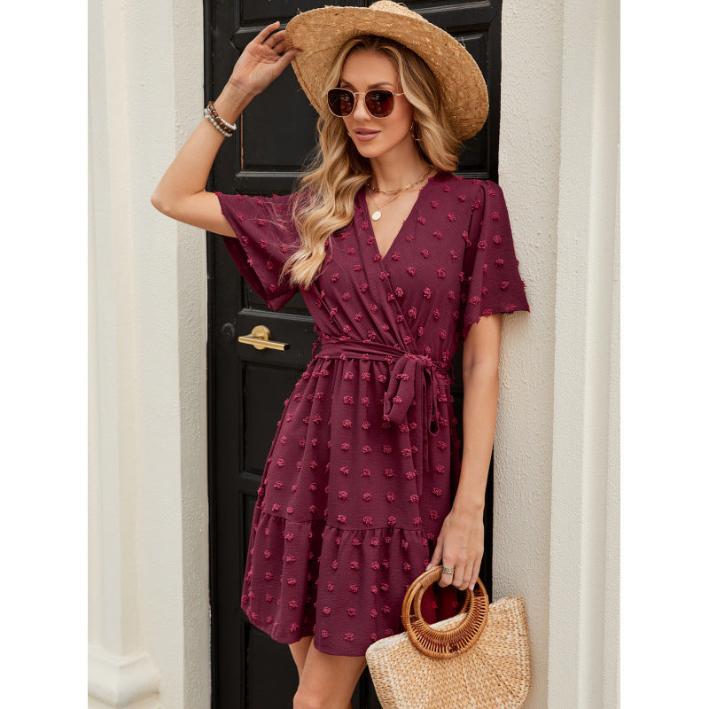 Women Elegant Wrap Dress with Tiered Skirt Ivyshape