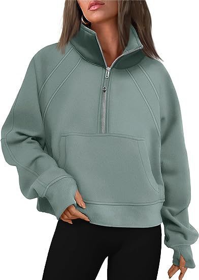 Ivyshape | Short Stand-Up Collar Fleece Sweatshirt