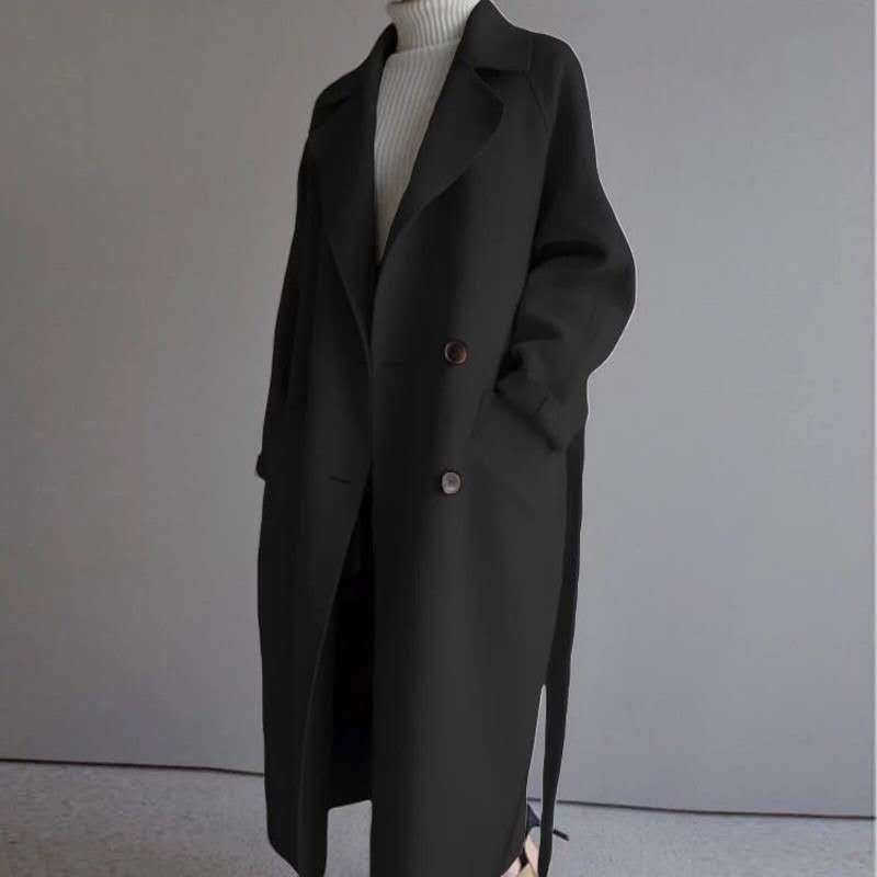 Ivyshape | Over-The-Knee Belt Wool Coat