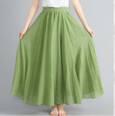 Women's Maxi Skirt with Flowing Hem and Elastic Waistband Ivyshape