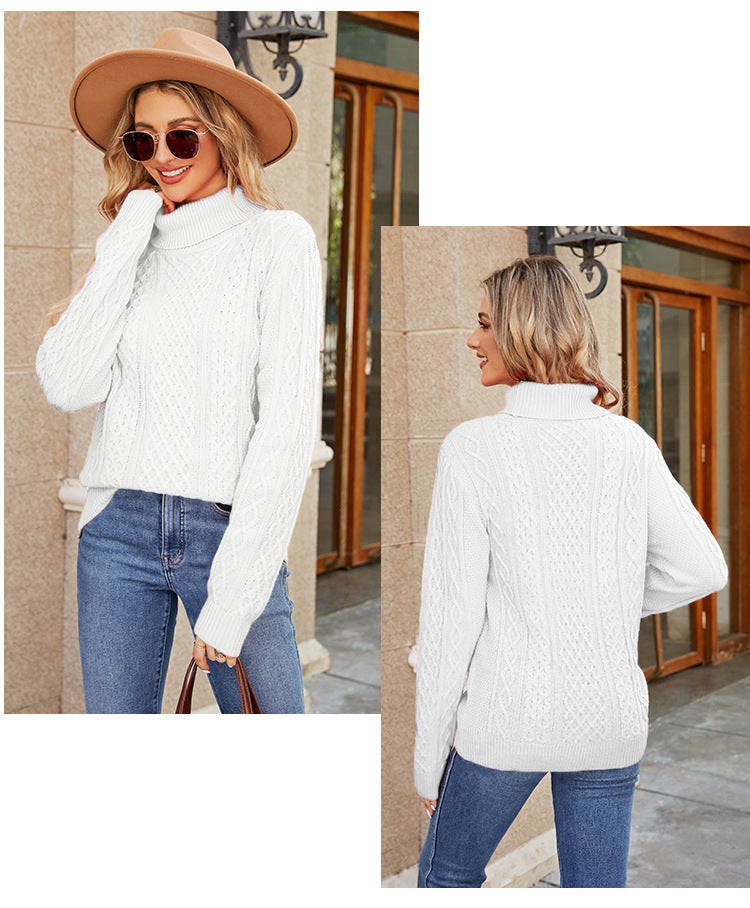 IvyShape | Twisted Turtleneck Simple Knit Top