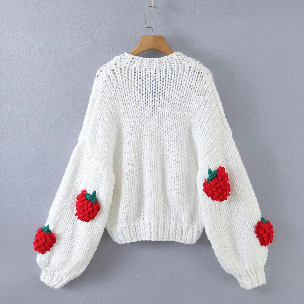 Women's cardigan with strawberry appliqués and button closure Ivyshape
