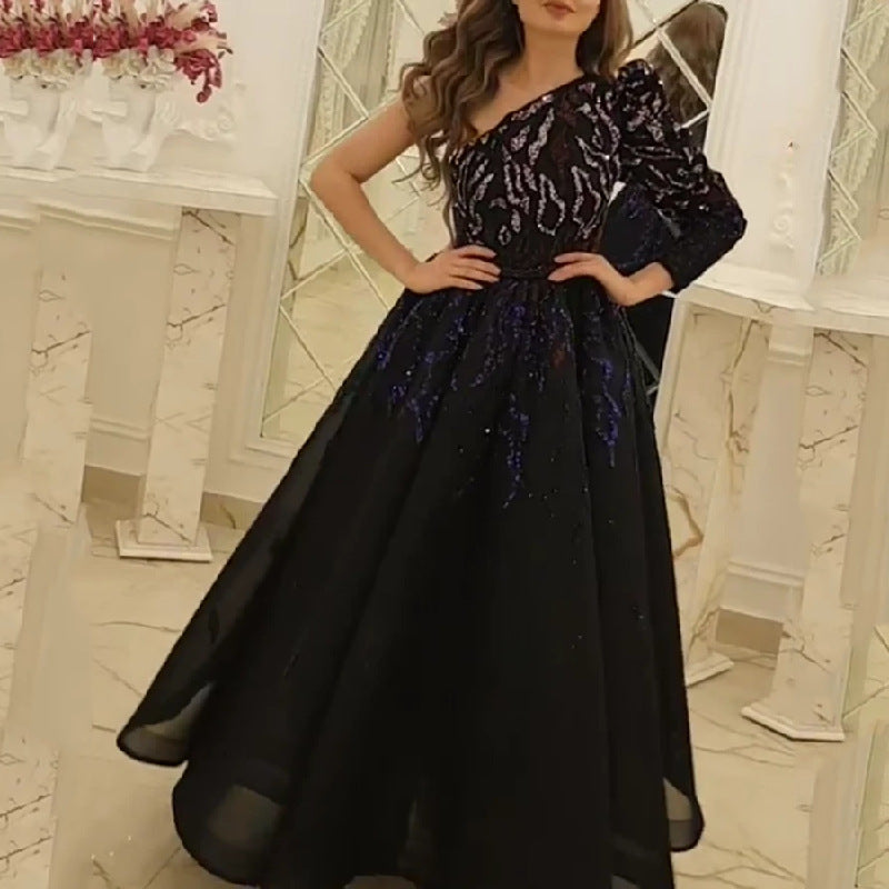 IvyShape | Black Glittering Annual Meeting Host Dress