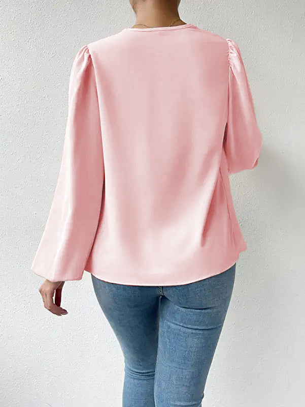 Ivyshape | Draped V-Neck Chiffon Top