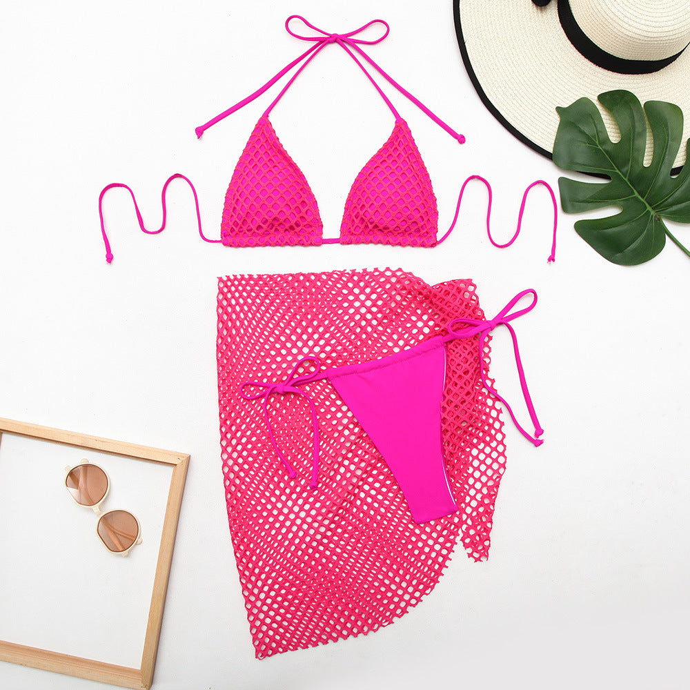 Women's Triangle Bikini Set with Mesh Design by Ivyshape