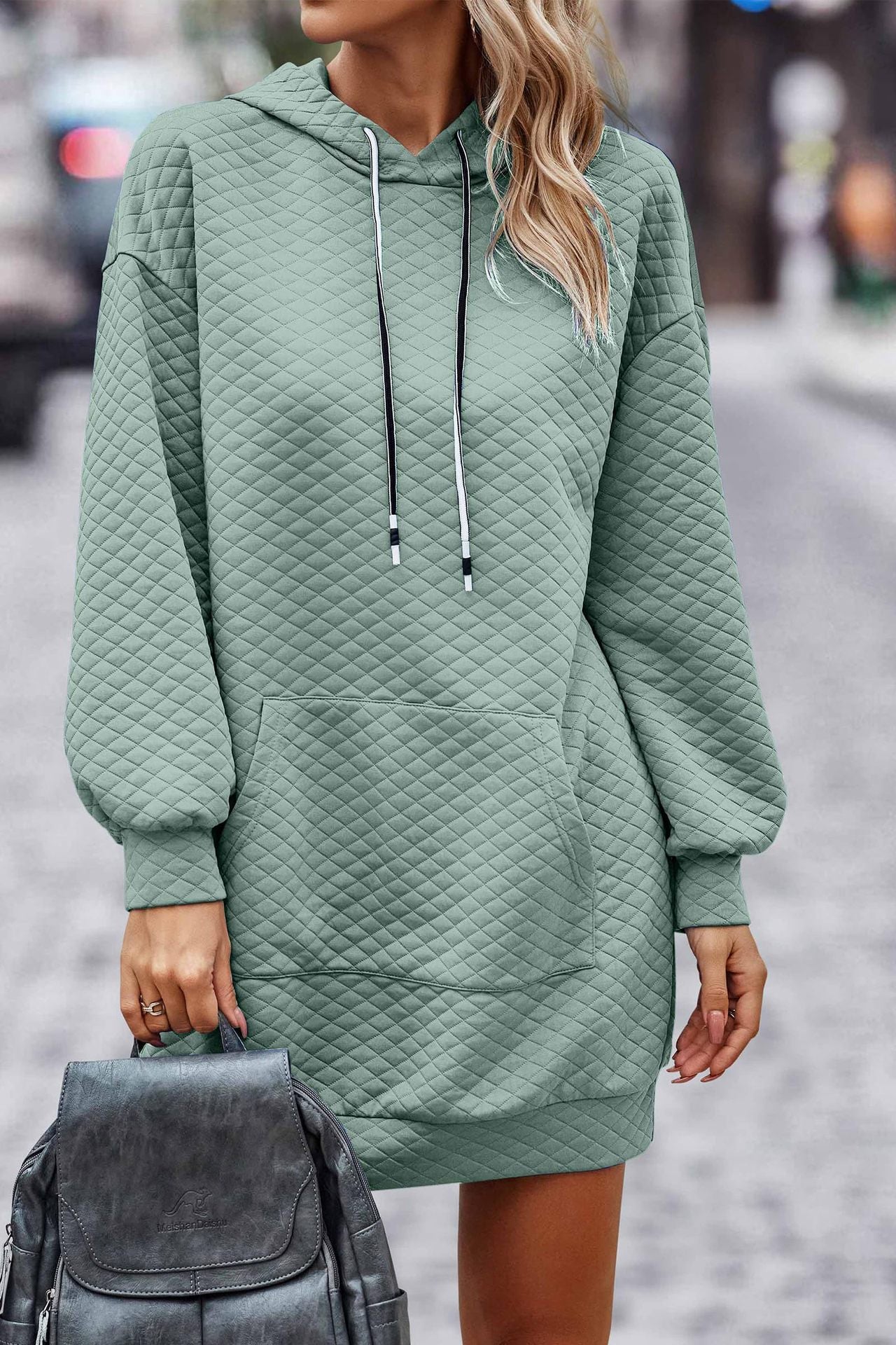 Women’s Oversized Hoodie Dress made of high-quality Sweat Fabric with Texture Ivyshape