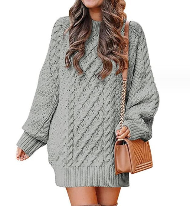 IvyShape | Cozy Oversized Cable Knit Warm Sweater Dress