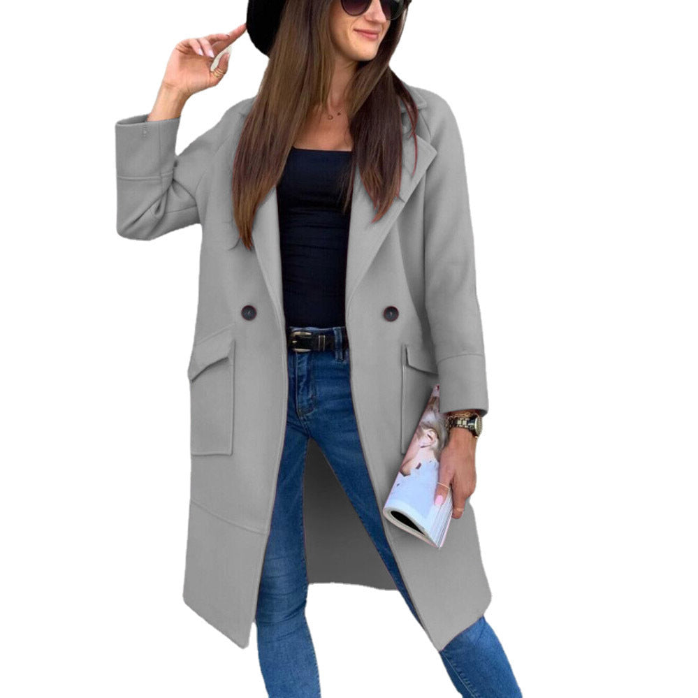 Women's casual oversized coat with modern pockets and elegant lapels Ivyshape