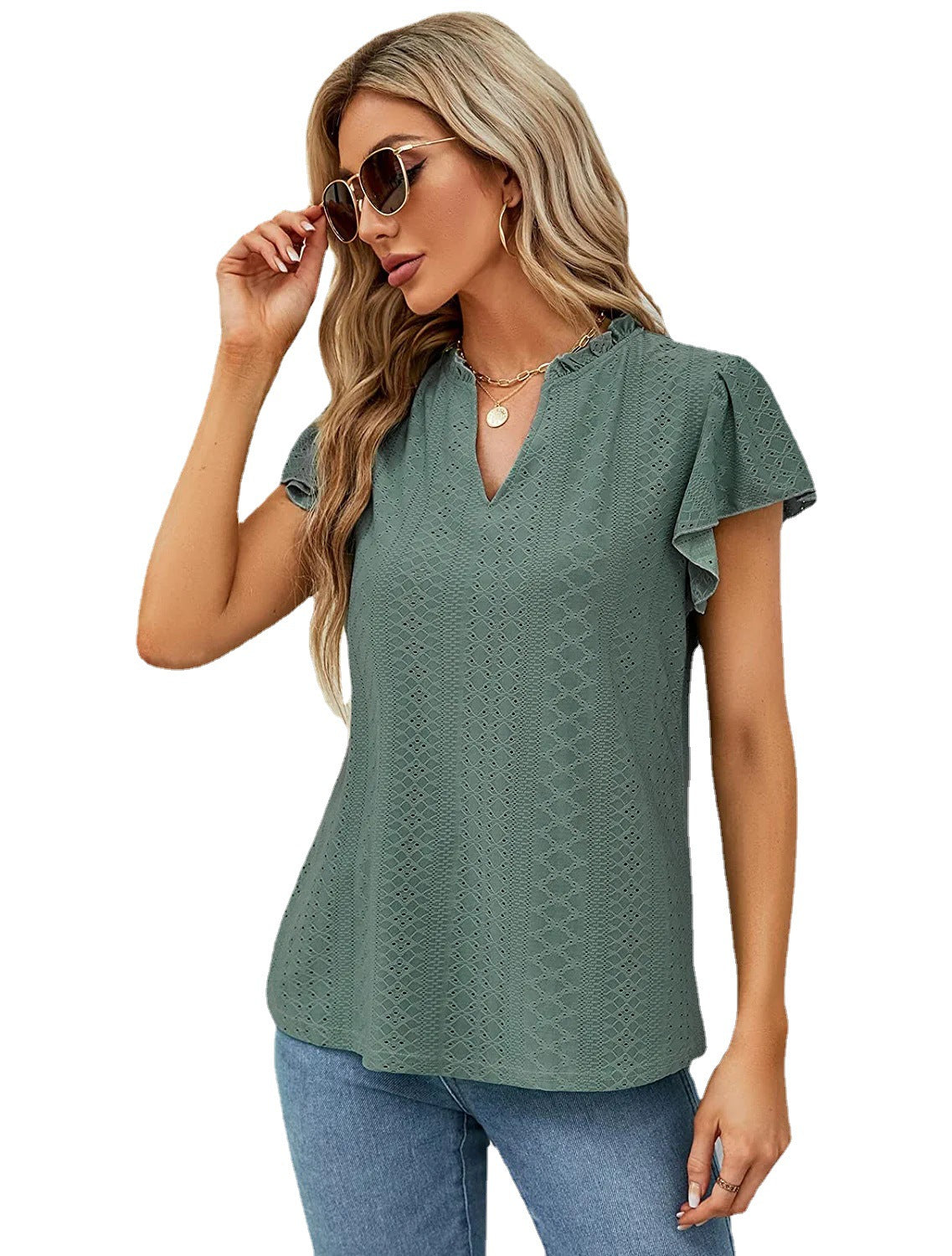 Women's airy top with fashionable ruffle details Ivyshape
