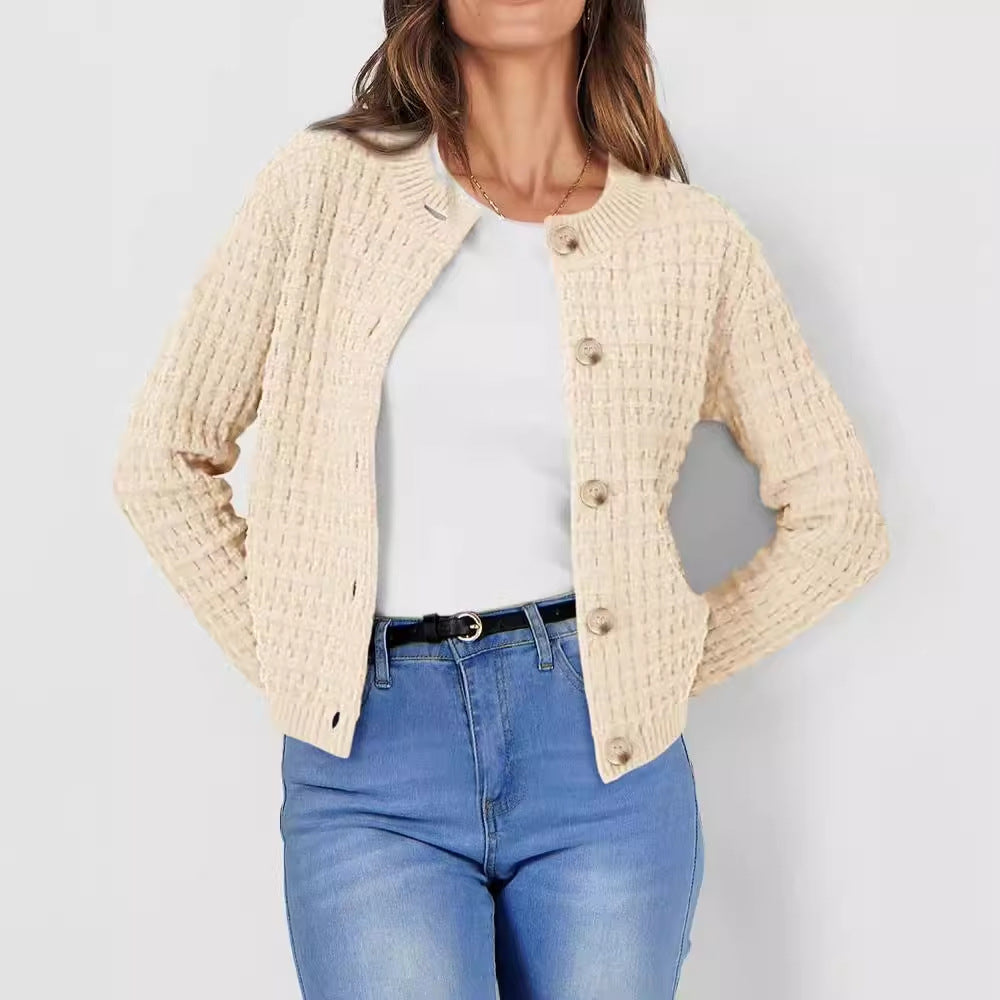 Women's Structured Cardigan with Button Closure and Fine Texture Ivyshape