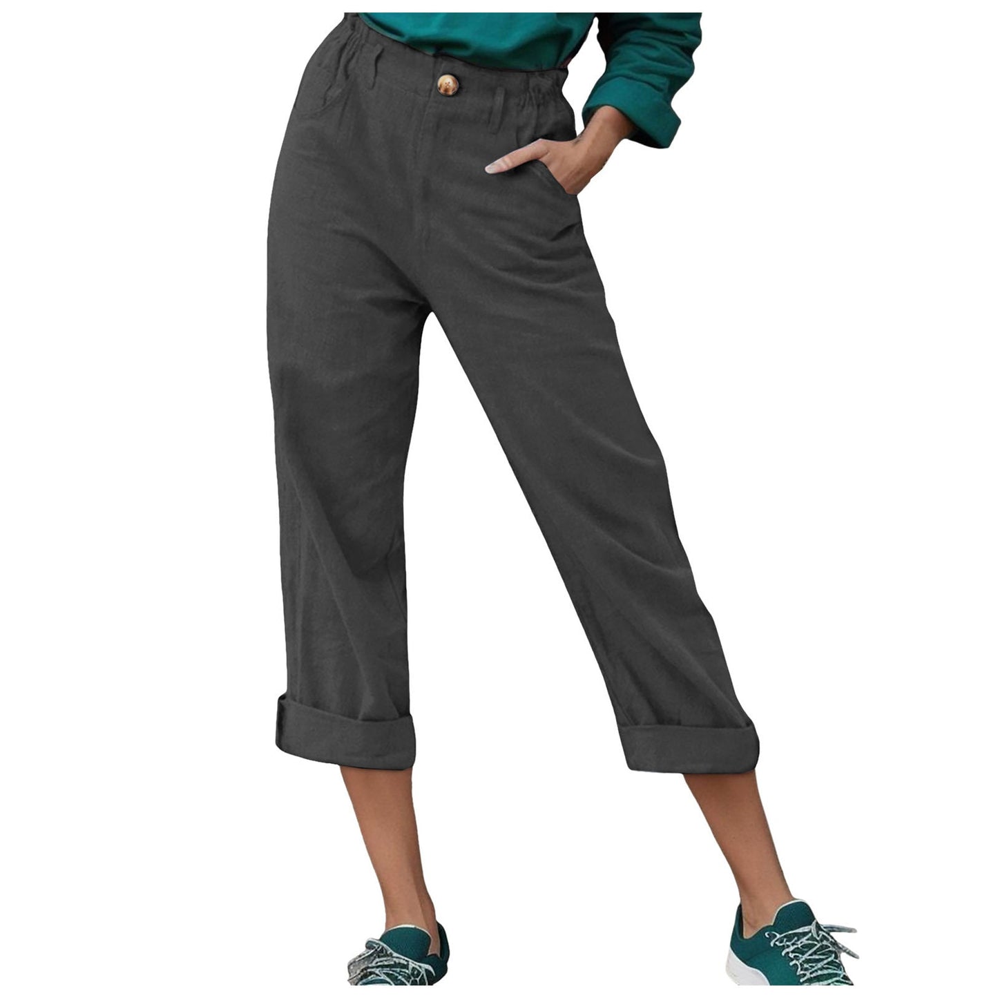 Women Relaxed Fit Cropped Pants Ivyshape